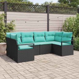 vidaXL Kanapé Szett 6 db Fekete [Műanyag]: Poly Rattan