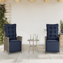 vidaXL 2 db szürke polyrattan dönthető kerti szék lábtartóval