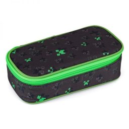 OXY NEXT Green Cube JUMBO szögletes tolltartó gumipánttal - OXY BAG - zöld kockák