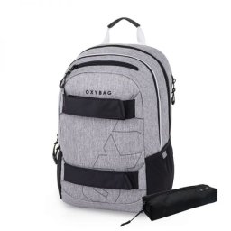 OXY Sport laptoptartós diák hátizsák - 27 literes szürke + ajándék tolltartó
