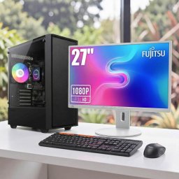 Komplett PC Szett Storm PC AMD Ryzen 5 5500/16GB/512GB NVMe/Radeon Vega/Fujitsu 27" FHD Monitor/Meetion Vezeték nélküli Billentyűzet+Egér/Windows 11