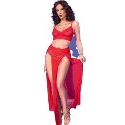 Chilirose CR 4850 - piros fels s leggings szett arany kiegsztkkel