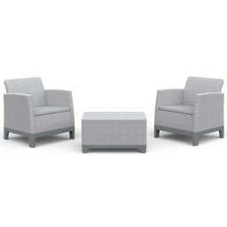 Keter SCANDI FORMA BALCONY kerti bútor szett - 2 fotel + tárolós asztal, Ash grey / Storm grey
