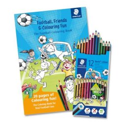 STAEDTLER Színes ceruza készlet, hatszögletű, színezőfüzettel, STAEDTLER "Noris(R) Colour 185", 12 szín