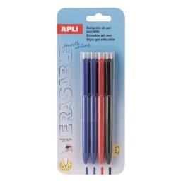 APLI Zseléstoll, 0,5 mm, nyomógombos, radírozható, APLI "Erasable", vegyes színek