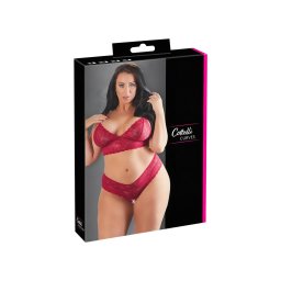 Cottelli Plus Size - puha csipke melltartó szett (piros)