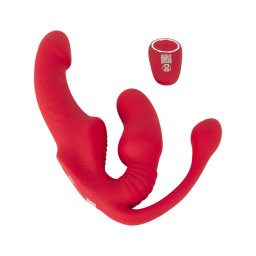 You2Toys Strapless - felcsatolható 3 ágú vibrátor (piros)