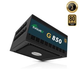 EVOLVEO G850, 850 W-os tápegység, 80 GOLD, ATX 3.1, aPFC, 140 mm-es ventilátor, teljesen moduláris, 3 év garancia, fekete