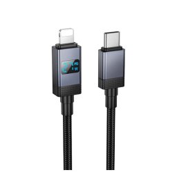 HOCO X118 adatkábel (Type-C - lightning, 27W, PD gyorstöltő, LED kijelző, 100cm) FEKETE