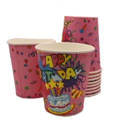 Papír pohár 10 db/cs - Happy Birthday, rószaszín party