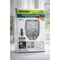 Napelemes Led utcai lámpa 6500K-Hayamai KL25-296 nagy fényerejű kültéri világítás távírányítóval