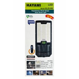 Hayami KL25-293 napelemes Led utcai lámpa 4000 W - kültéri solar reflektor/távírányítóval