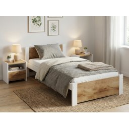 Ágy IKAROS 80 x 200 cm, fehér/dub artisan Ágyrács: Léces ágyrács, Matrac: Coco Maxi 20 cm matrac