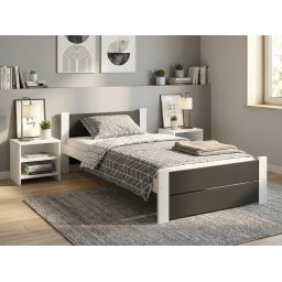 Ágy IKAROS DOUBLE 80 x 200 cm, antracit/fehér Ágyrács: Lamellás ágyrács, Matrac: Deluxe 10 cm matrac