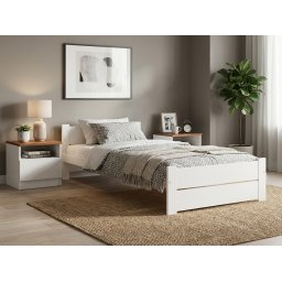 Ágy IKAROS DOUBLE 80 x 200 cm, fehér Ágyrács: Léces ágyrács, Matrac: Deluxe 10 cm matrac