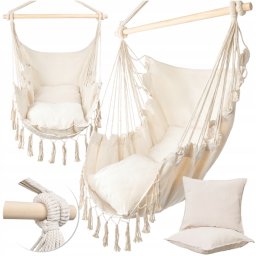 Brazil függőszék 2 db párnával, 130 x 100 cm, beige, 120 kg teherbírással