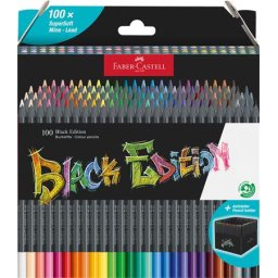 FABER-CASTELL Színes ceruza készlet, háromszögletű, FABER-CASTELL "Black Edition", 100 különböző szín