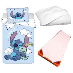 Disney Lilo és Stitch, A csillagkutya Pink Clouds gyerek, ovis ágyneműhuzat, derékalj és paplan/párna szett 100x135 cm 40x60 cm