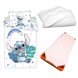 Disney Lilo és Stitch, A csillagkutya Pink Rainbow gyerek, ovis ágyneműhuzat, derékalj és paplan/párna szett 100x135 cm 40x60 cm