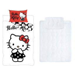 Hello Kitty Black Dress gyerek, ovis ágyneműhuzat és paplan/párna szett 100x135 cm 40x60 cm