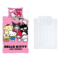 Hello Kitty Friends gyerek, ovis ágyneműhuzat és paplan/párna szett 100x135 cm 40x60 cm