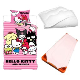 Hello Kitty Friends gyerek, ovis ágyneműhuzat, derékalj és paplan/párna szett 100x135 cm 40x60 cm