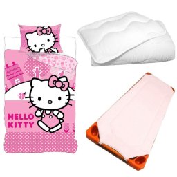 Hello Kitty Pink World gyerek, ovis ágyneműhuzat, derékalj és paplan/párna szett 100x135 cm 40x60 cm