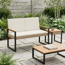 vidaXL Kerti pad Beige és Krémszínű 107 x 61 x 80 cm polirattan