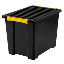 Rotho DIY EASY tároló doboz 65L - extra nagy fedeles műanyag tároló, fekete