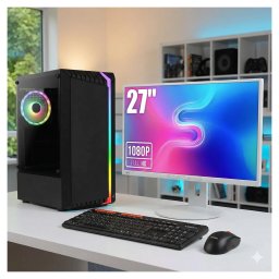 Komplett Gaming PC Szett Ultimate Gold Bionic Intel Core i5-12400F/32GB DDR4/512GB NVMe SSD/RTX 3050 8GB/Fujitsu B27-8 27" FHD Monitor/Meetion Vezeték nélküli Billentyűzet+Egér/Windows 11 vagy 10
