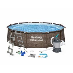 Bestway MYKONOS LUX homokszűrős vízforgatóval rattan hatású fémvázas medence szett 366 x 100 cm