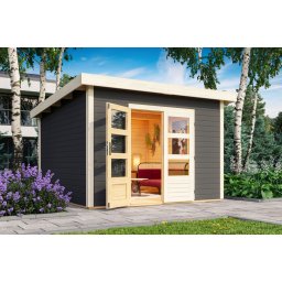 Karibu Northeim 3. Kerti ház, terra szürke színű fából 309 cm x 309 cm