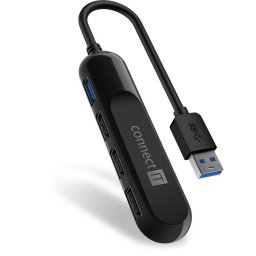 CONNECT IT USB-A hub USB 3.0, külső, FEKETE
