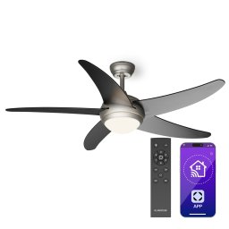 Klarstein Bolero 2 az 1-ben Smart, mennyezeti ventilátor, Ø 132 cm, fény 55 W, távirányító, vezérlés applikáción keresztül, 2 menetirány (VTS14-Blr-CF-Blck)