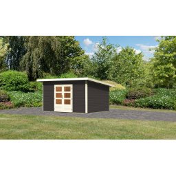Karibu Northeim 4. Kerti ház, terra szürke színű fából 369 cm x 309 cm