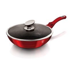 Berlinger Haus Wok serpenyő fedővel 28 cm tapadásmentes bevonattal Burgundy Edition BH/1265N