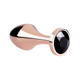 Rosy Gold Butt Plug - fekete köves anál plug (rosegold)