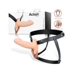 Action StrapOn S - felcsatolható, üreges dildó (natúr)