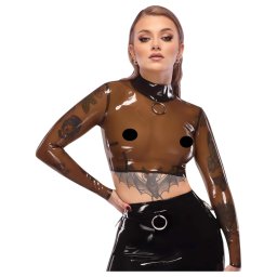 Late X áttetsző latex felső, fétis top (áttetsző-fekete)