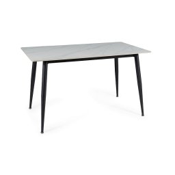 Étkezőasztal RION 130x70 cm kerámia asztallappal, fehér márvány