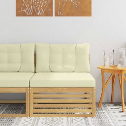 vidaXL Kültéri középső kanapé Tömör Akácfa Fehér 83 x 79 x 73 cm