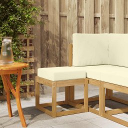 vidaXL Kültéri Szék Pad párnával Fehér 43 x 43 x 45 cm Tömör Akácfa
