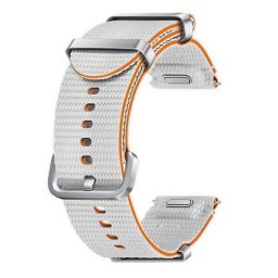 Samsung Galaxy Watch 4 / 5 / 5 Pro / 6 / 7 / FE (40 / 44 / 45mm) / Watch 4 Classic / 6 Classic (42 / 43 / 46mm), textíl pótszíj, M / L méret, állítható, izzadtságátló, vízálló, dupla szíj bújtatóval, ezüst, gyári