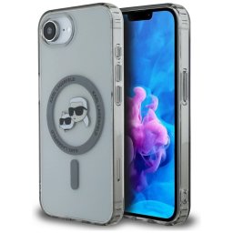 Karl Lagerfeld IML Metal Karl & Choupette Heads iPhone 17e / iPhone 16e hátlap tok, MagSafe, fekete