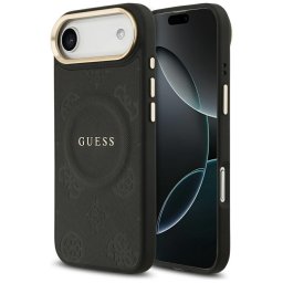 Guess Peony Hot Stamp Apple iPhone Air (2025) hátlap tok kameravédő peremmel, MagSafe, fekete-arany