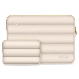 Tech-Protect Puffy univerzális laptop táska / tartó, ütéscsillapító habréteggel, plüss béléssel, 15-16col, bézs