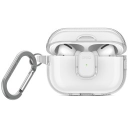 Uniq Glase Pro Apple AirPods Pro 2 tok karabinerrel, átlátszó