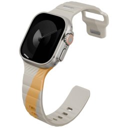 Uniq Stride De Rubber Apple Watch 44/45/46/49mm gumis szilikon szíj, bézs-sárga