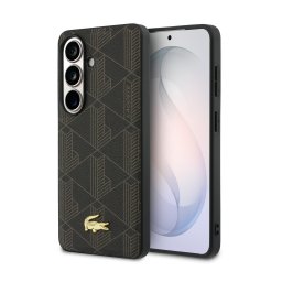 Lacoste PVC Blend Monogram Gold Logo Magnetic Samsung Galaxy S26 Plus hátlap tok, MagSafe, barna