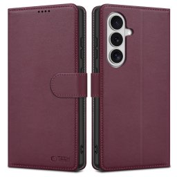 Tech-Protect Wallet Samsung Galaxy S26 flip / kinyitható tok kártyatartóval, bordó